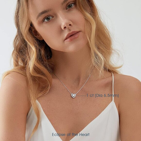 Love Heart Pendant Necklace 1 Carat Moissanite Silver Gift for Daughter - Picture 8 of 8